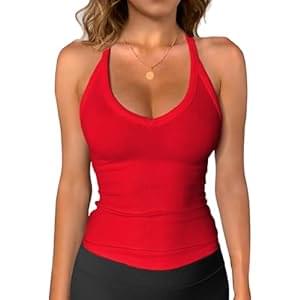 iGENJUN Workout Tops for Women Racerback Basic Tank Summer 2025 Camisole V Neck Slim Fit Ribbed Sleeveless