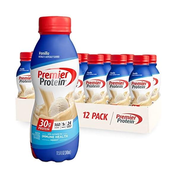 Premier Protein Shake, Vanilla, 30g Protein, 1g Sugar, 24 Vitamins & Minerals, Nutrients to Support Immune Health 11.5 fl oz, 12 Pack