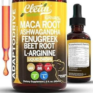 Clean Nutra Organic Maca Root Liquid Drops with Ashwagandha, Fenugreek, Beet Root and L-Arginine Liquid Multivitamin for Women and Men – Adapto Drive